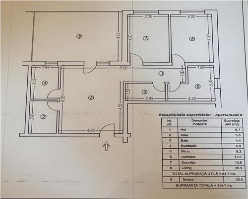Apartament 3 camere plus birou, terasa proprie, padurea Paulesti