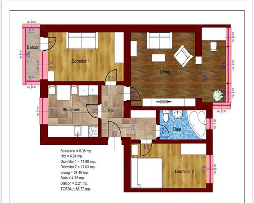 Apartament 3 camere, cf.1A decomandat, 2 balcoane, Republicii, Ploiesti.
