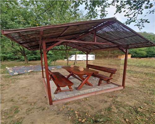 Teren cu constructii Cosmina de Sus   Foisor, baie, cabanuta si umbrar