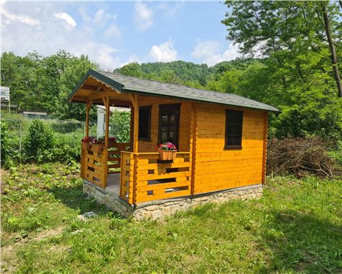 Teren cu constructii Cosmina de Sus   Foisor, baie, cabanuta si umbrar