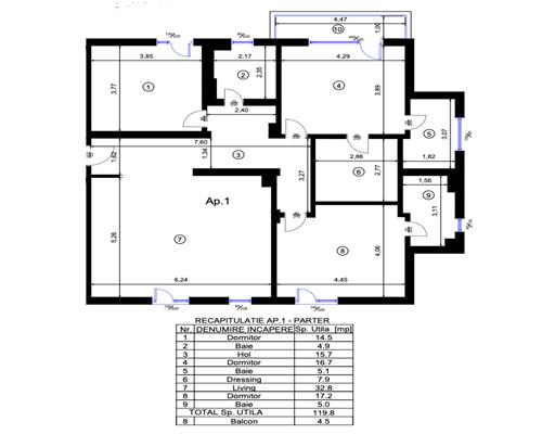 Apartament 4 camere 125 mp, 3 bai, 2 parcari, Nord Albert, Ploiesti